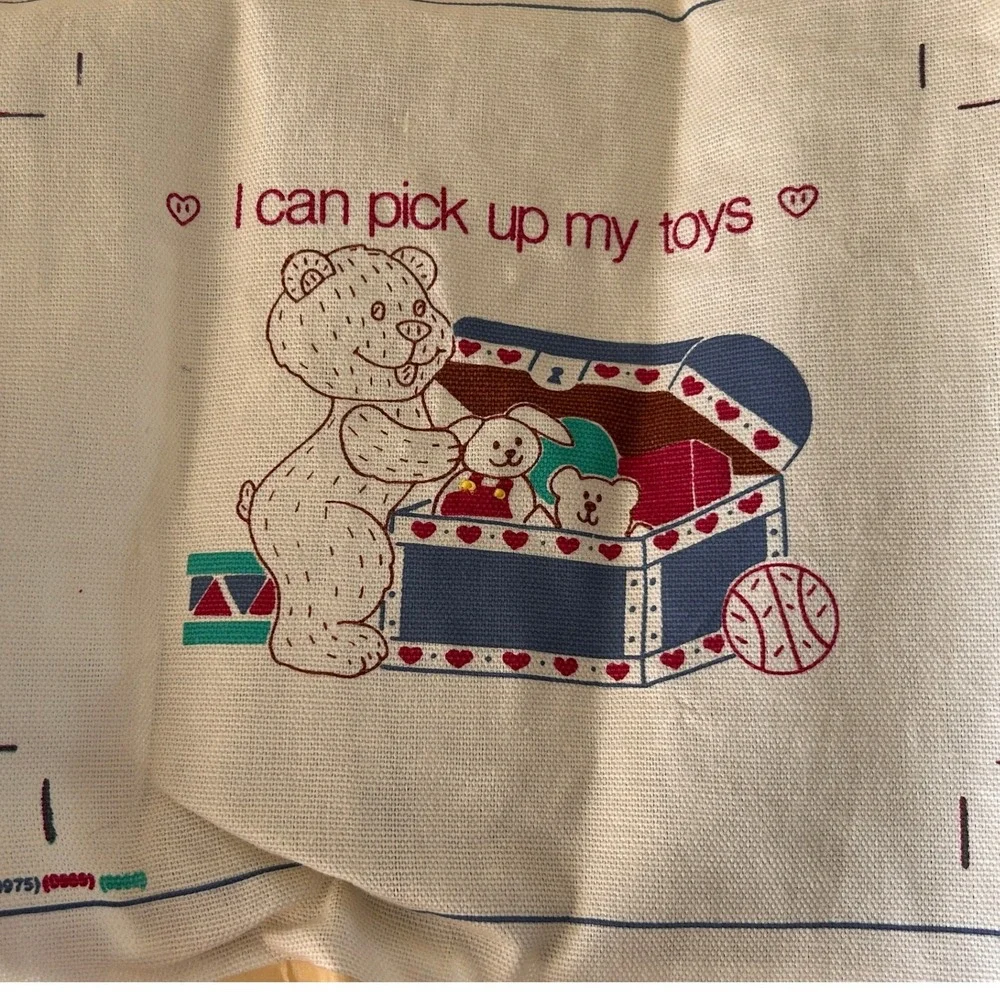 Vintage 1988 The Creative Circle I Can Embroidery Kit Bears Bunny Duck Nursery